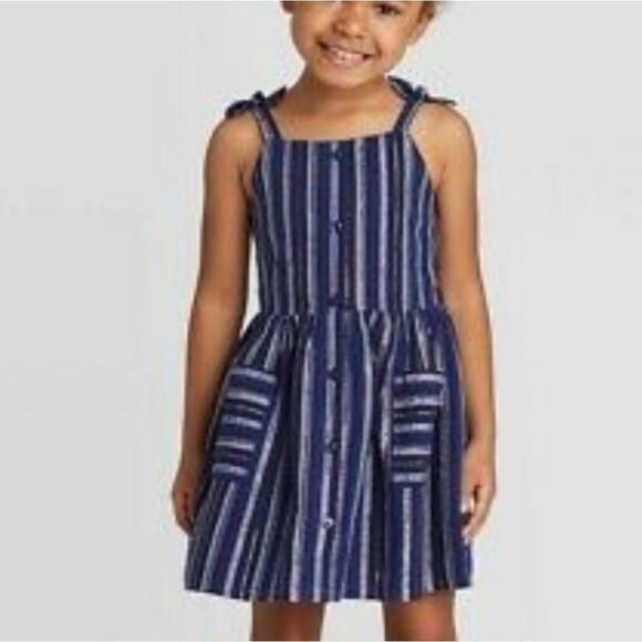 NWT Toddler Cat & Jack™ Tank Top Navy Chambray Dress - Picture 1 of 7